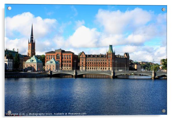 sweden capital Stockolm - landmark on urban part  Acrylic by M. J. Photography