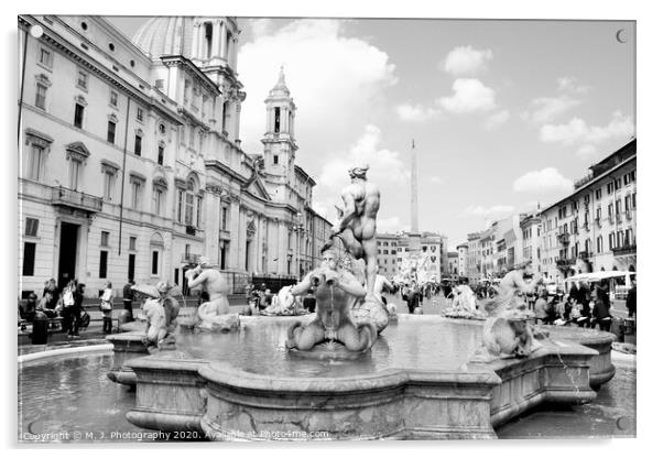 Italy, Rome Piazza Navona, the fountain Acrylic by M. J. Photography