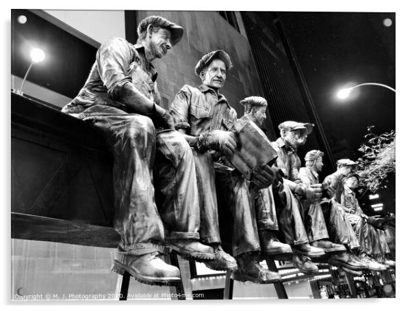 New York City: Sculpture of iron workers in NY Acrylic by M. J. Photography
