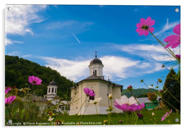 Suzana Monastery in Prahova, Romania. Acrylic by Florin Brezeanu