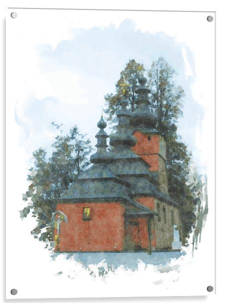 Wooden orthodox church Acrylic by Wdnet Studio