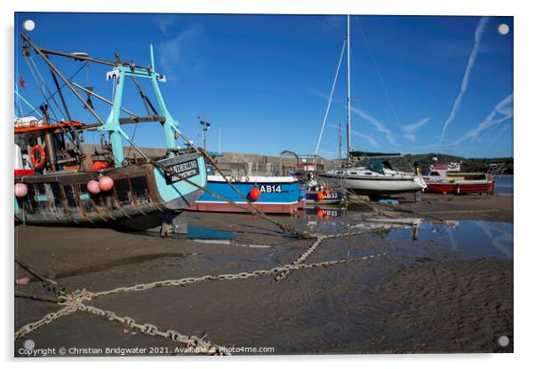 Boats on New Quay beach Acrylic by Christian Bridgwater