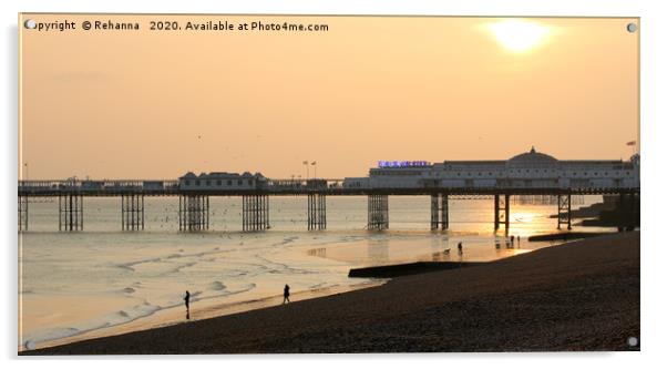 Sunset over Brighton pier Acrylic by Rehanna Neky