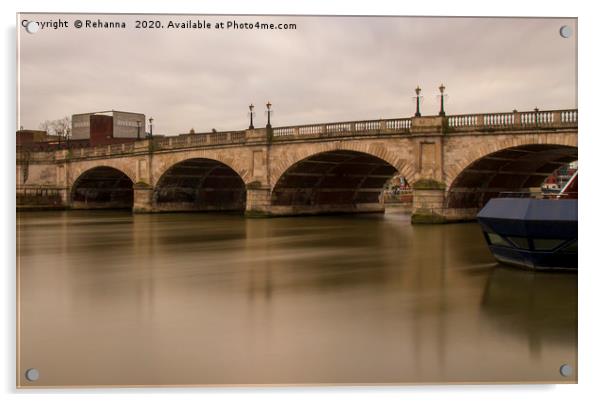 Kingston Bridge with peaceful Thames Acrylic by Rehanna Neky