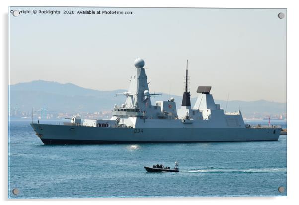 HMS Diamond arriving in Gibraltar  Acrylic by Rocklights 