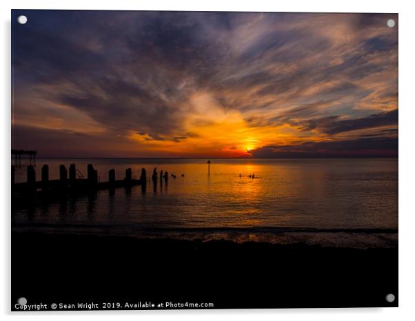 Sunset Aberystwyth Beach Acrylic by Sean Wright