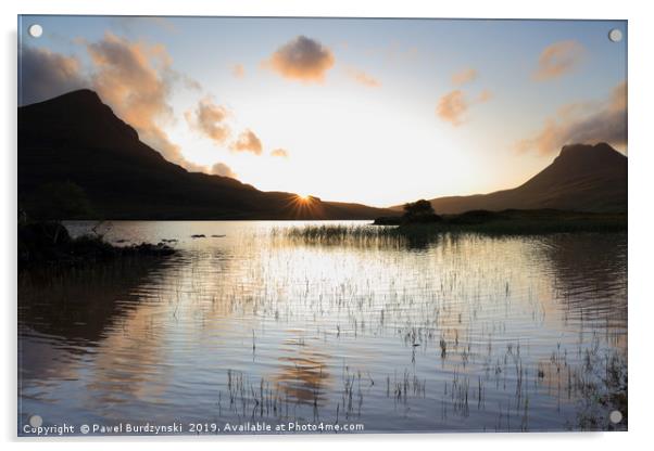 Sunset over Loch Lurgainn Acrylic by Pawel Burdzynski