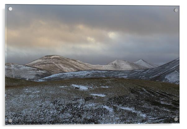 Snowy Pentland Hills Acrylic by Pawel Burdzynski