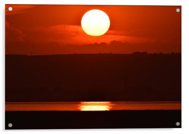 Penclawdd sunset Acrylic by Duane evans