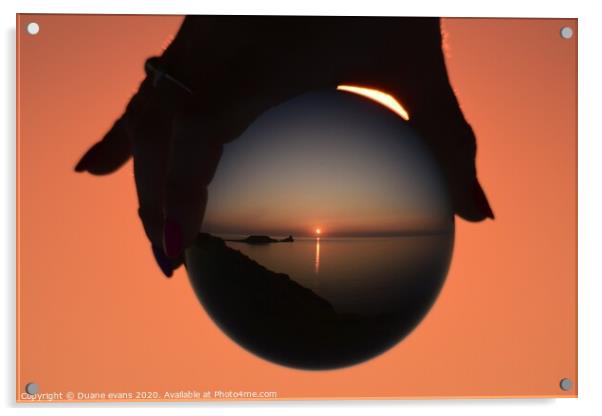 Sunset globe Acrylic by Duane evans