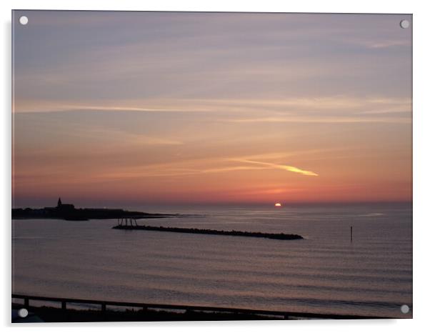 Sunrise in the bay at Newbiggin-by-the-Sea Acrylic by Richard Dixon