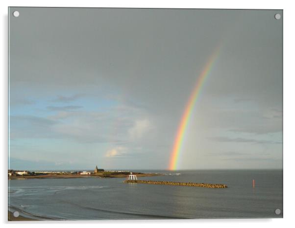 Newbiggin by the Sea Rainbow Acrylic by Richard Dixon
