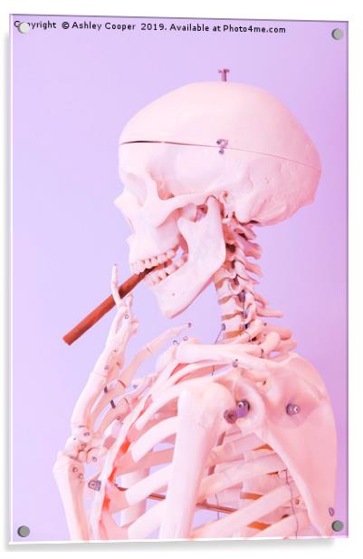 Skeleton smoker. Acrylic by Ashley Cooper