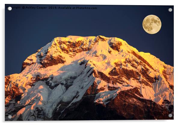 Annapurna moon. Acrylic by Ashley Cooper