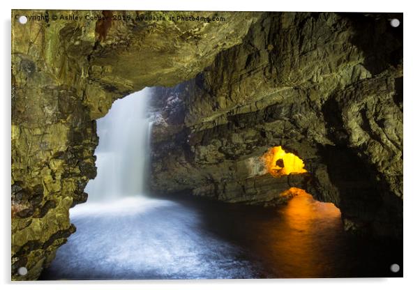 Smoo cave. Acrylic by Ashley Cooper