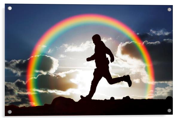 Rainbow runner Acrylic by Ashley Cooper