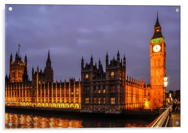 Palace of Westminster at night Acrylic by Jelena Maksimova