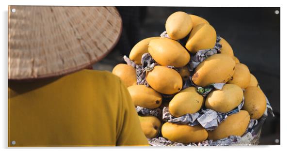 Mangoes at Market in Vietnam Acrylic by David Bokuchava