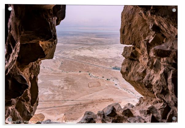 View from fortress of Masada. Acrylic by Mario Koufios