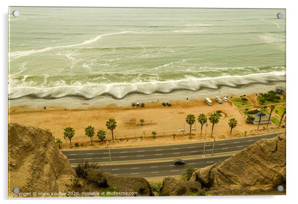 Beach in the Miraflores neighborhood. Lima Peru Acrylic by Mario Koufios