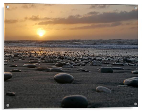 Sunset over Hokitika beach Acrylic by Martin Smith