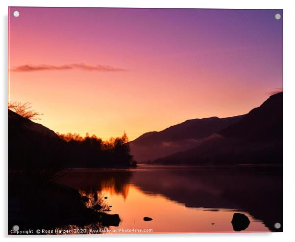 Loch Voil Sunset Acrylic by Ross Harper