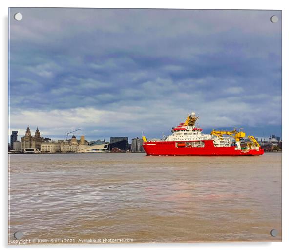 RSS Sir David Attenborough on the River Mersey Acrylic by Kevin Smith