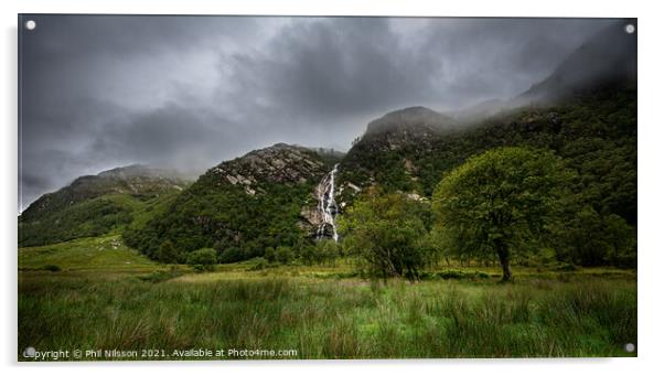 Steall Falls Acrylic by Phil Nilsson