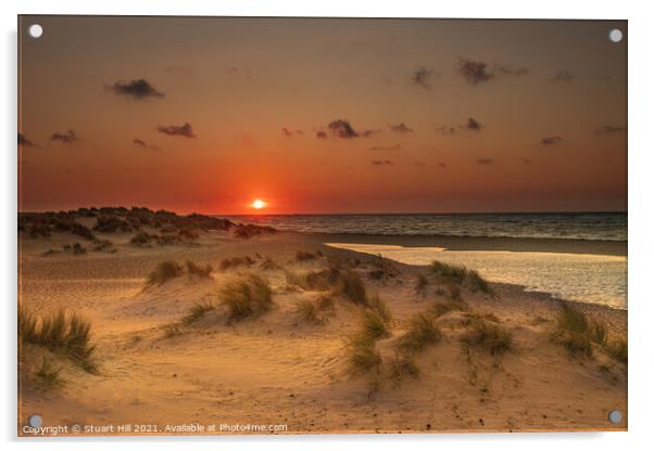 Sunset on Holkham Beach Acrylic by Stuart Hill