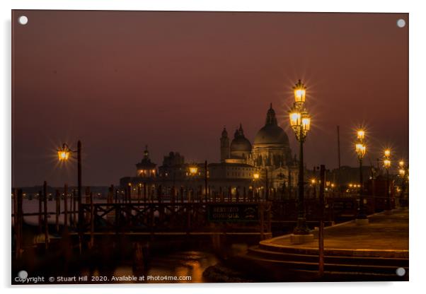 Basilica di Santa Maria della Salute at darkness Acrylic by Stuart Hill