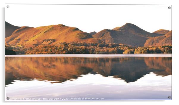 Autumn reflections on Derwentwater Acrylic by EMMA DANCE PHOTOGRAPHY