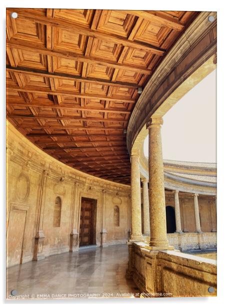 The Charles V Palace in the Alhambra Palace, Grana Acrylic by EMMA DANCE PHOTOGRAPHY