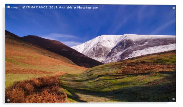 Skiddaw in Winter Acrylic by EMMA DANCE PHOTOGRAPHY