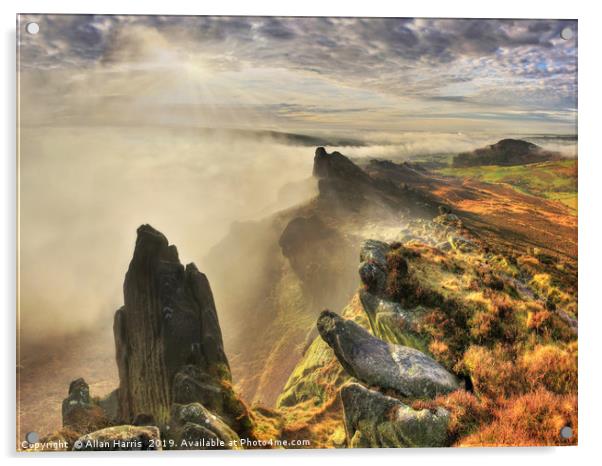 Ramshaw Rocks Morning Mist Acrylic by Allan Harris