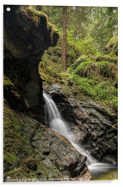 Large Pucks Glen Waterfall Acrylic by Ronnie Reffin