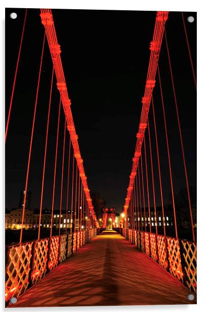 The South Portland Street Suspension Bridge Acrylic by Ronnie Reffin
