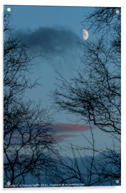 Half Moon At Blue Hour Acrylic by Ronnie Reffin