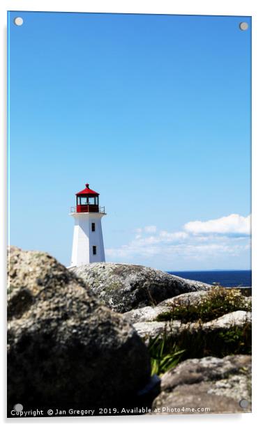 Lighthouse at Peggys Cove Acrylic by Jan Gregory