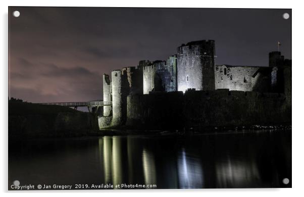 Caerphilly Castle Acrylic by Jan Gregory