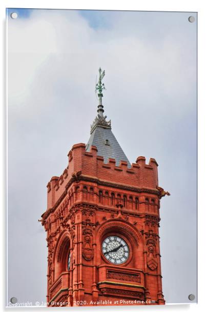 Clock Tower, Cardiff Bay Acrylic by Jan Gregory