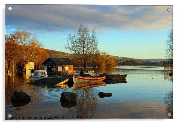 Sunset at Llangorse Lake Acrylic by Ellen Morris