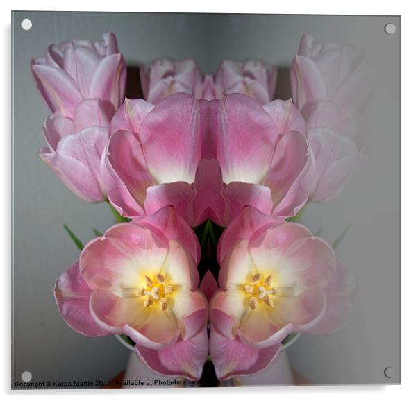 Reflected Tulips Acrylic by Karen Martin