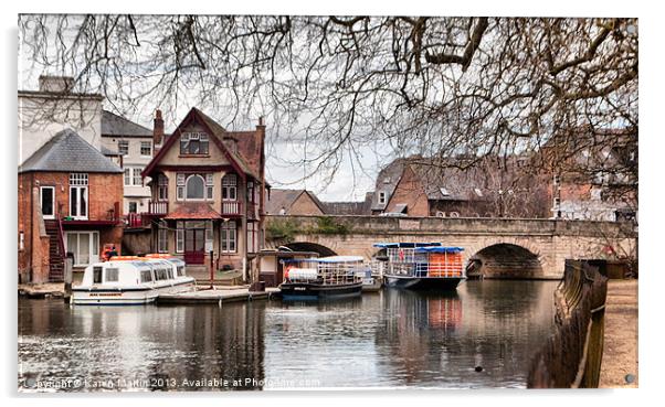 Folly Bridge, Oxford Acrylic by Karen Martin