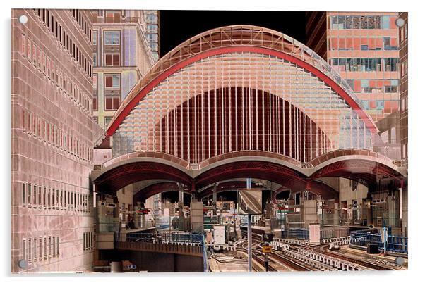 Canary Wharf DLR Station Acrylic by Karen Martin