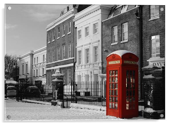 Red Telephone Box Acrylic by Karen Martin