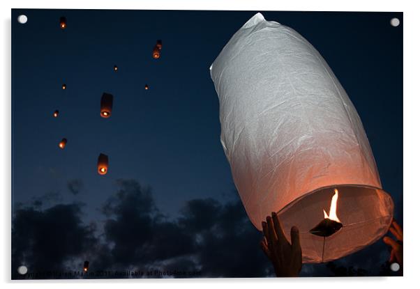 Letting Go - Paper Lanterns Acrylic by Karen Martin