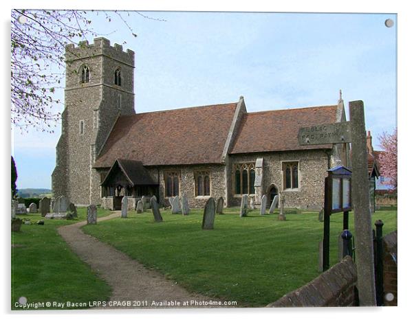 ST.CHRISTOPHER'S CHURCH, WILLINGALE, ESSEX Acrylic by Ray Bacon LRPS CPAGB