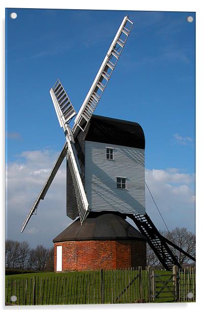 WINDMILL, MOUNTNESSING, ESSEX Acrylic by Ray Bacon LRPS CPAGB