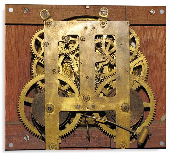Brass clock works Acrylic by Don Brady