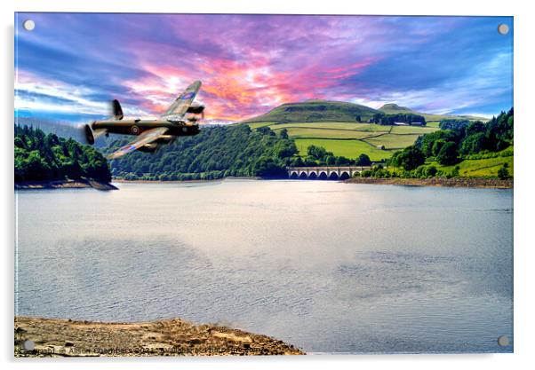 Lancaster Bomber Ladybower Flypast Acrylic by Alison Chambers